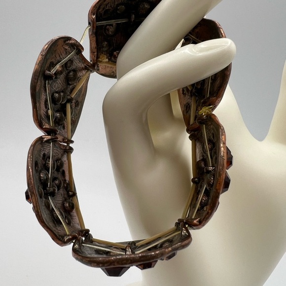 Vintage-Inspired Copper and Brown Gemstone Bracelet - Picture 3 of 7